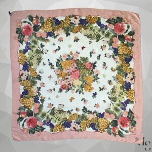 FREY COMO White Pink Floral Print Scarf Silk Italy 35"-34" EX COND